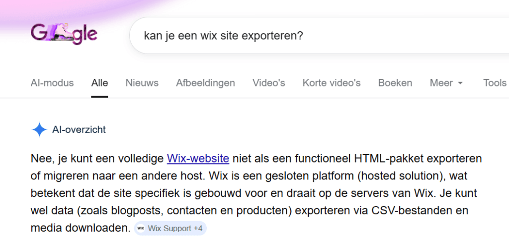 wix exporteren