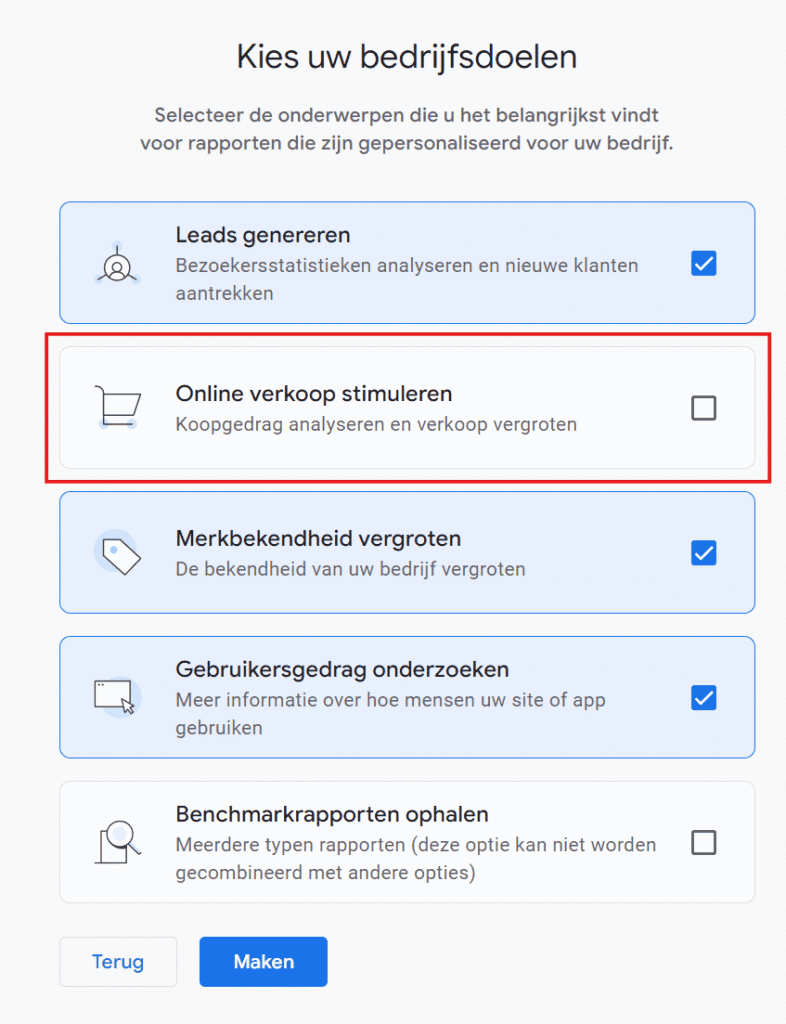 google analytics 4 bedrijfsdoelen
