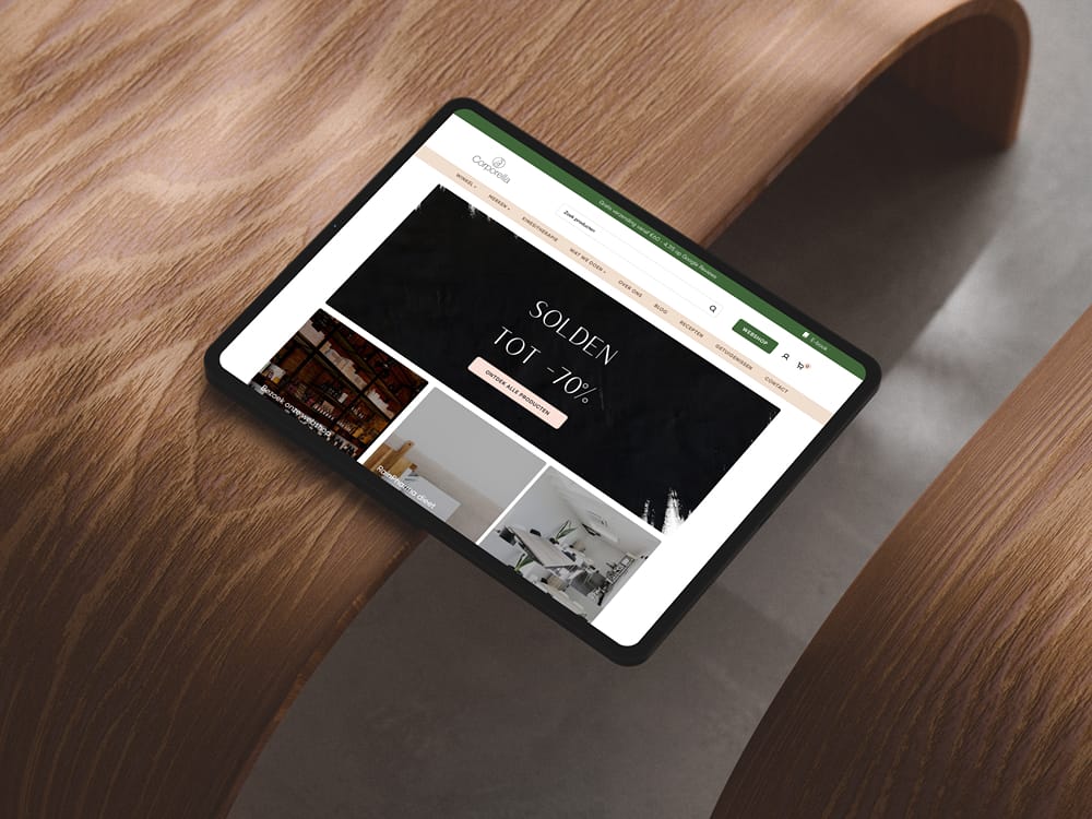 mockuuups ipad pro landscape mockup on curved wooden surface