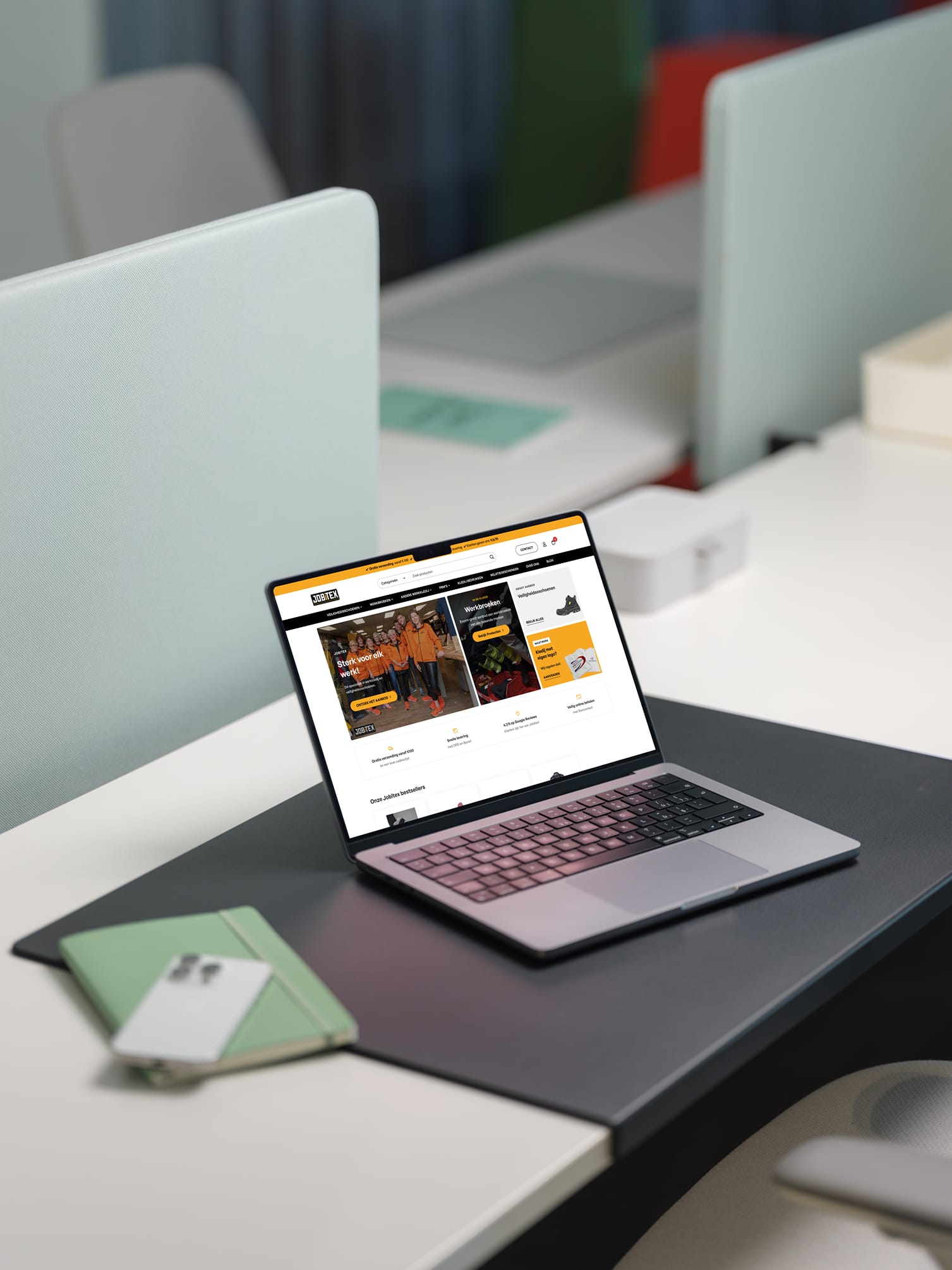 mockuuups macbook pro 14 mockup on a modern office desk